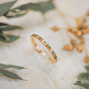 Olive CZ Gold Dainty Ring - Celestial | LOVE BY THE MOON