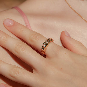 Opal Gold Star Croissant Ring - Little Star | LOVE BY THE MOON