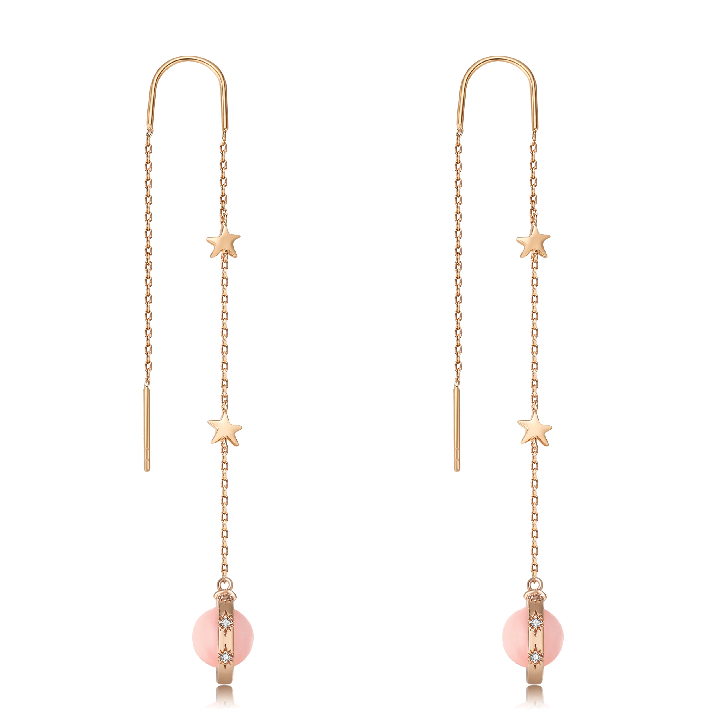  Pink Opal Gold Drop Earrings - Anahata | LOVE BY THE MOON