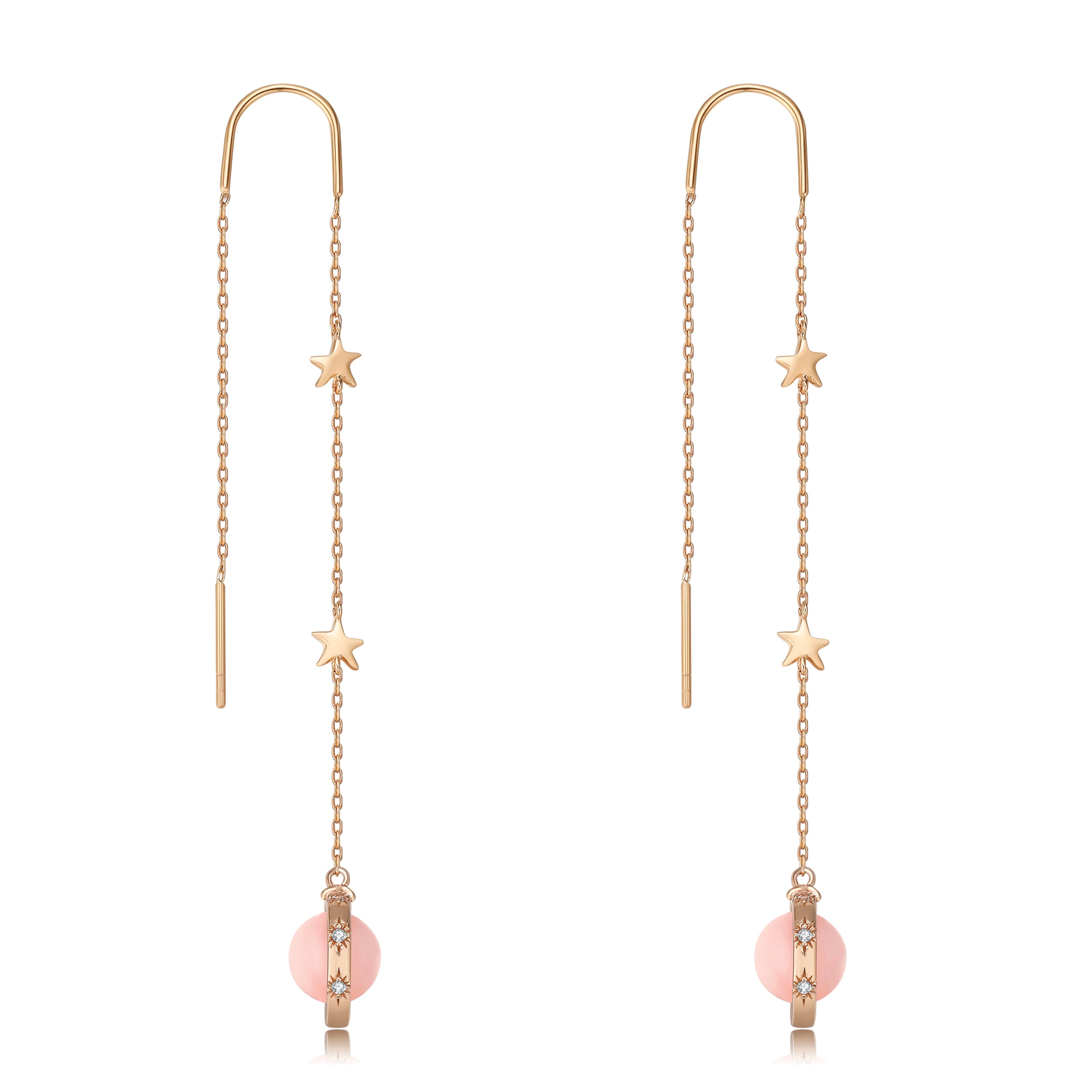  Pink Opal Gold Drop Earrings - Anahata | LOVE BY THE MOON