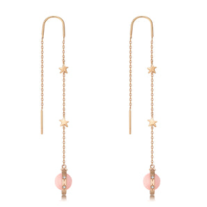  Pink Opal Gold Drop Earrings - Anahata | LOVE BY THE MOON