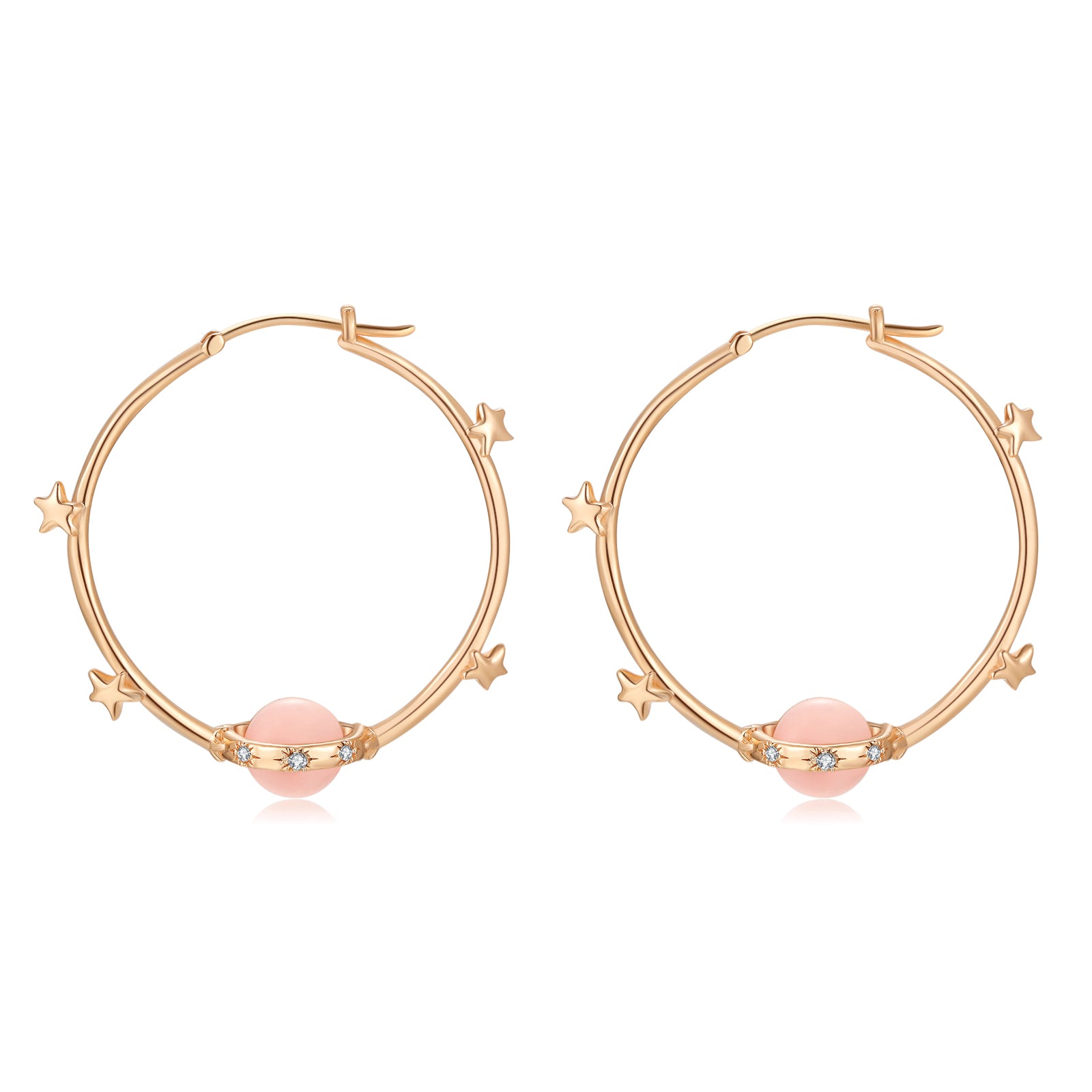Pink Opal Gold Hoop Earrings - Anahata | LOVE BY THE MOON