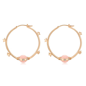 Pink Opal Gold Hoop Earrings - Anahata | LOVE BY THE MOON