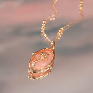 Pink Opal Gold Pendant - The Rose