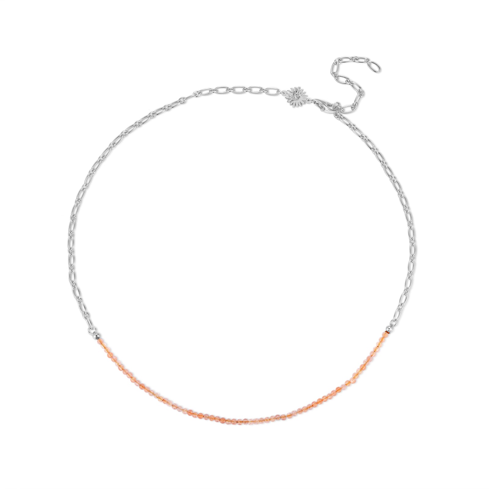 Sunstone Silver Oval Link Necklace Chain | LOVE BY THE MOON