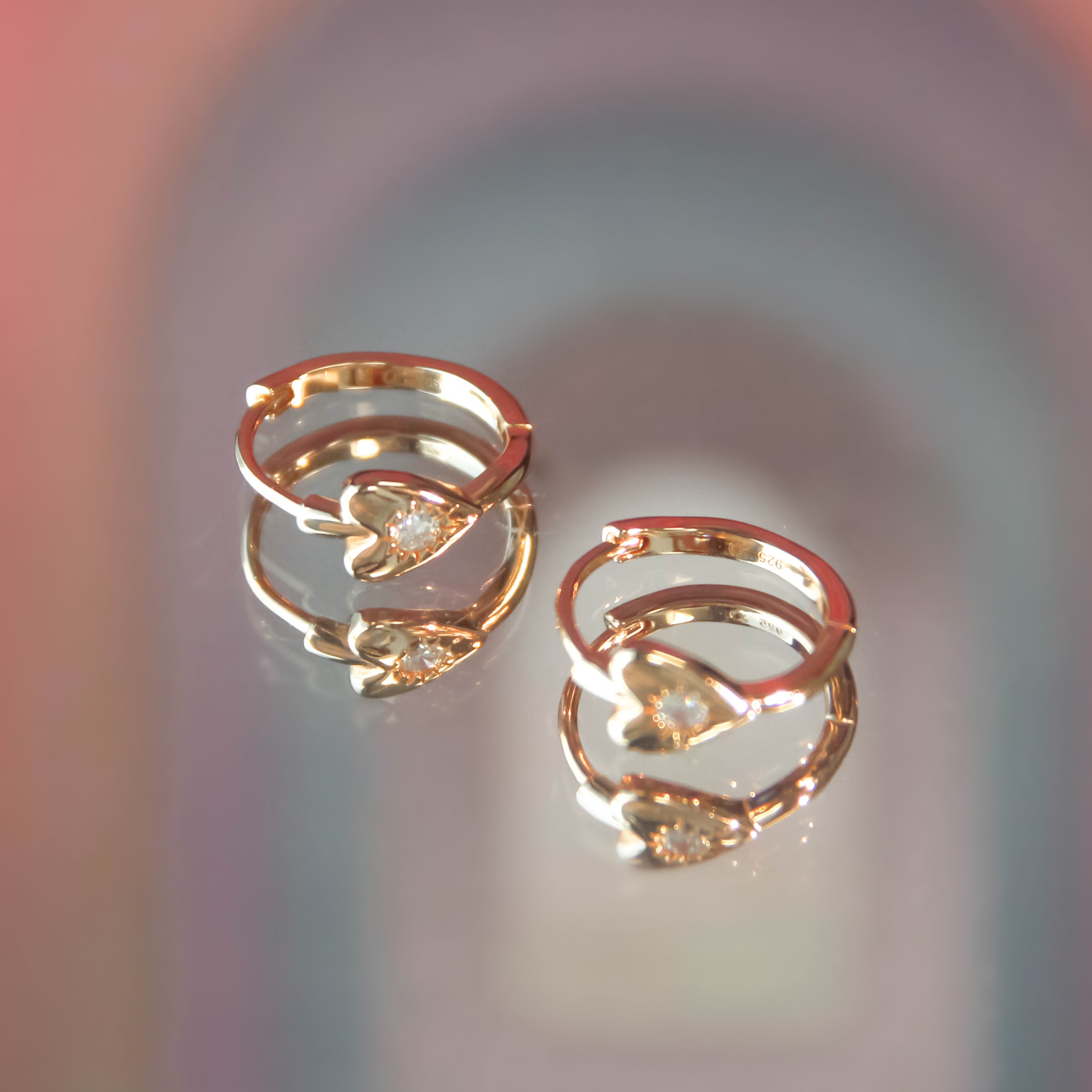CZ Gold Heart Huggie Earrings - Self Love | LOVE BY THE MOON