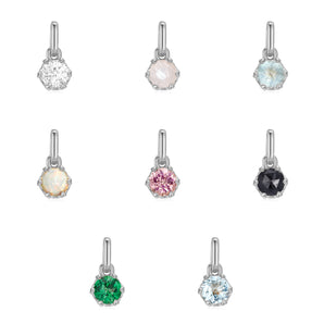 Birthstone Silver Heart Prong-Set Pendants | Love by the Moon