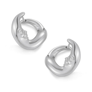 Silver Chunky Hoop Earrings - Embrace | LOVE BY THE MOON