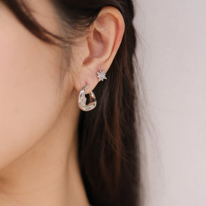 Silver Chunky Hoop Earrings - Embrace | LOVE BY THE MOON