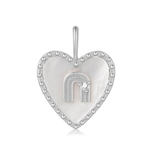 Mother of Pearl Silver 2 Sided Heart Pendant - Joy | LOVE BY THE MOON