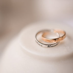 Two-tone Engraved Intercross Ring - Belief | LOVE BY THE MOON