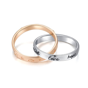 Two-tone Engraved Intercross Ring - Belief | LOVE BY THE MOON