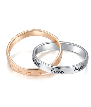 Two-tone Engraved Intercross Ring - Belief | LOVE BY THE MOON