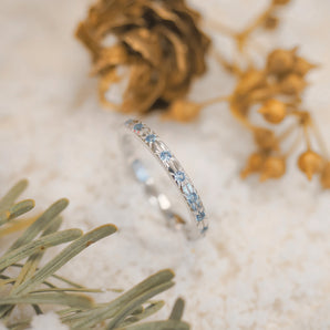 Baby Blue Silver Dainty Ring - Celestial