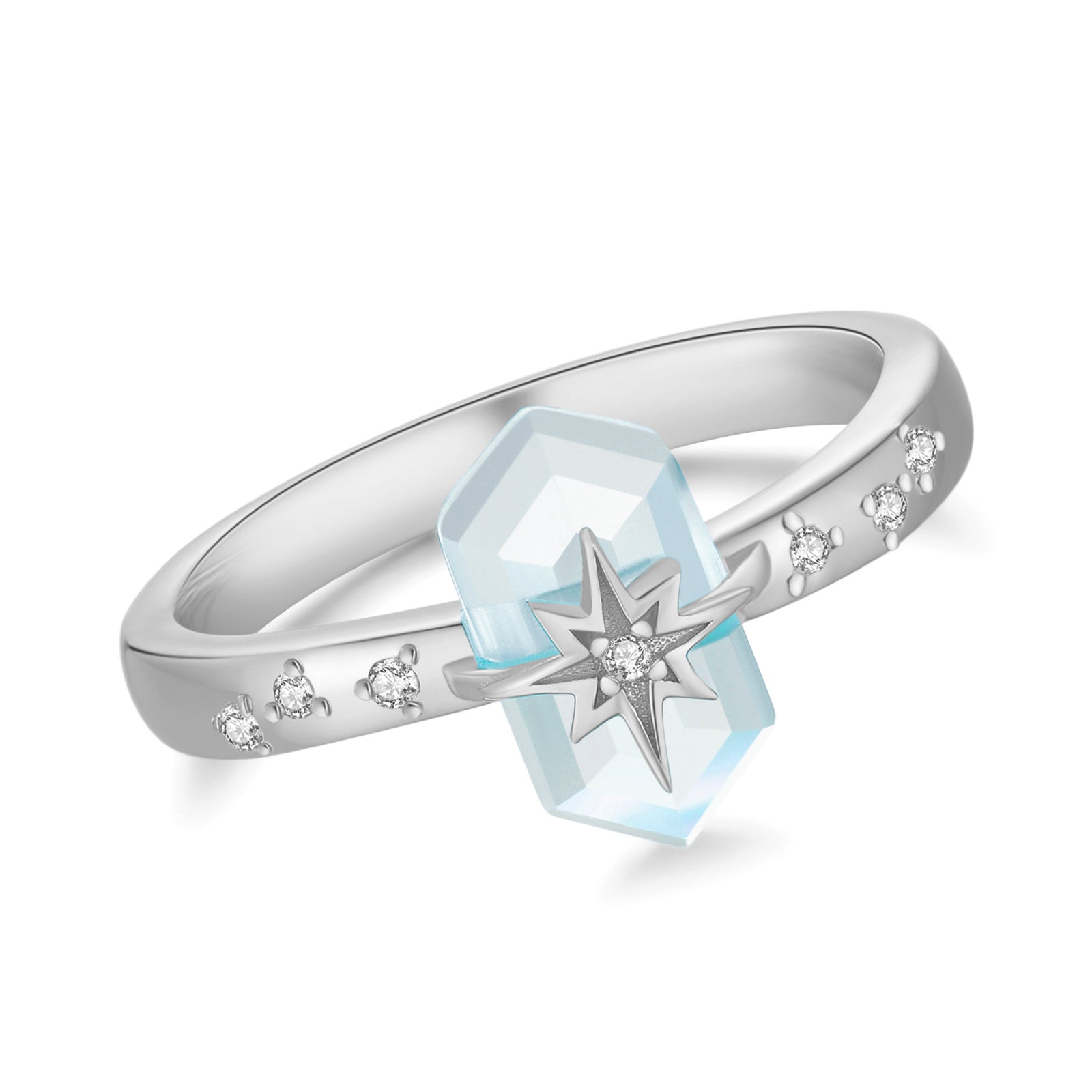 Blue Topaz Silver Star Ring - Magic Stone | LOVE BY THE MOON