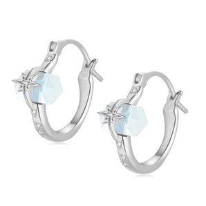 Blue Topaz Silver Star Huggie Earrings - Magic Stone | LOVE BY THE MOON