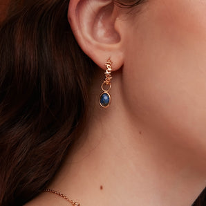 Lapis Gold Huggie Hoop Earrings - Dancing Star | LOVE BY THE MOON