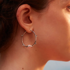 Pink Opal Silver Hoop Earrings - Anahata | LOVE BY THE MOON