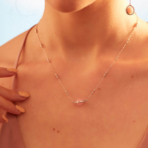 Pink Opal Silver Necklace - Anahata | LOVE BY THE MOON
