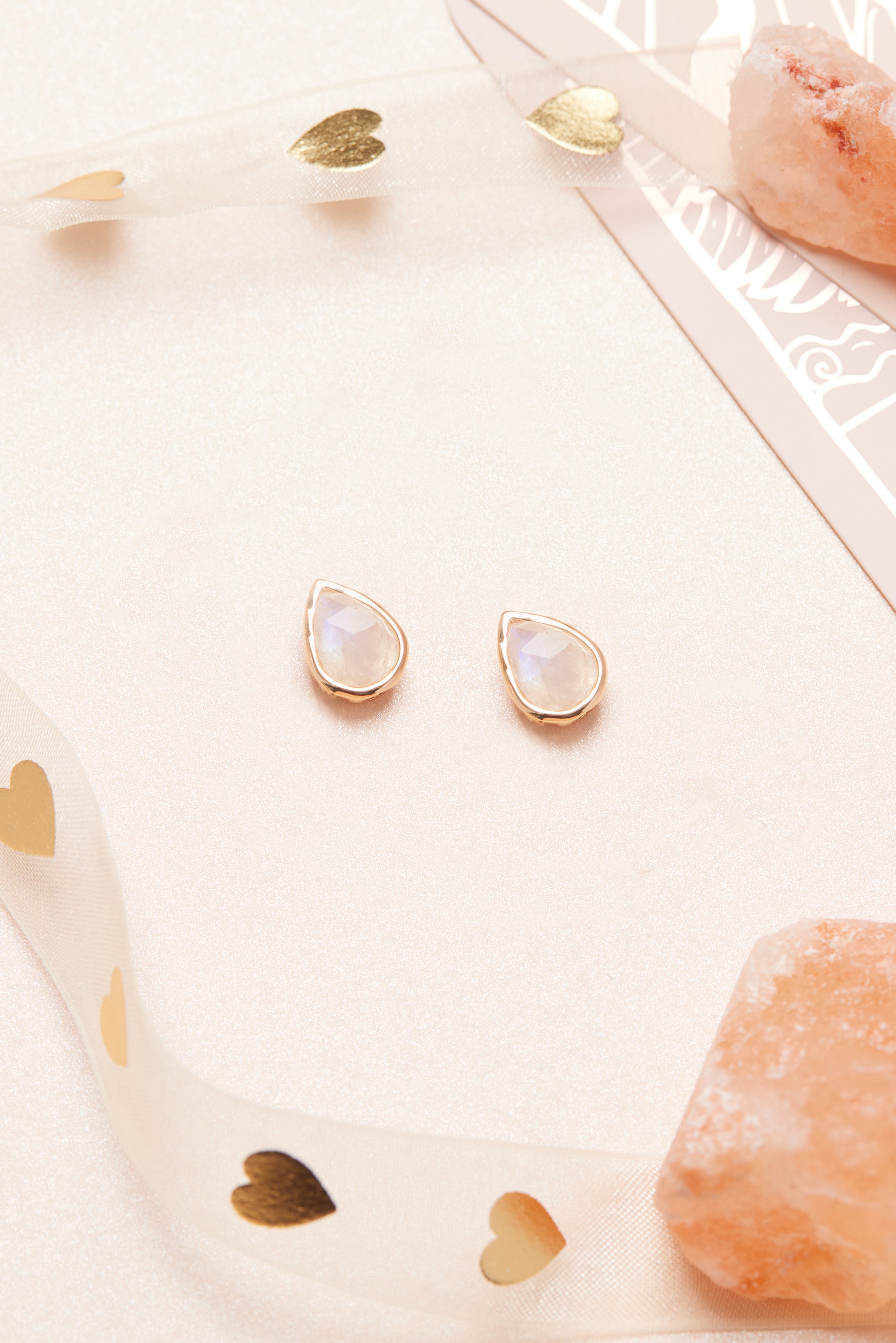 Moonstone Gold Pear-Shaped Earrings - Lindy | LOVE BY THE MOON