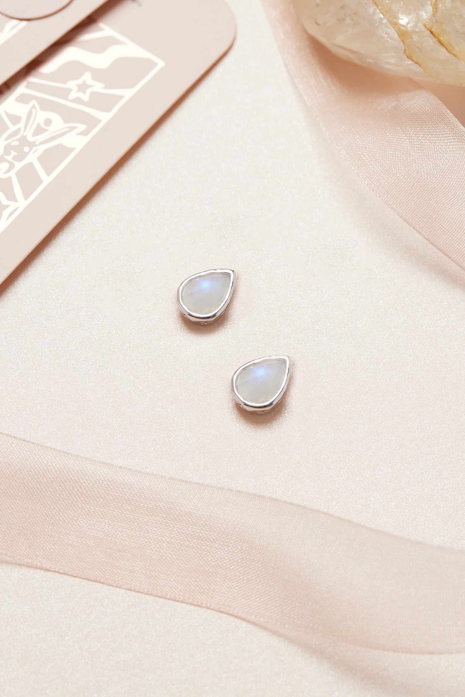 Moonstone Silver Pear-Shaped Earrings - Lindy | LOVE BY THE MOON
