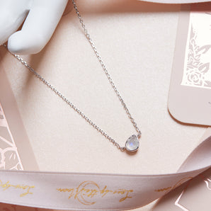 Moonstone Silver Dainty Necklace - Lindy | LOVE BY THE MOON