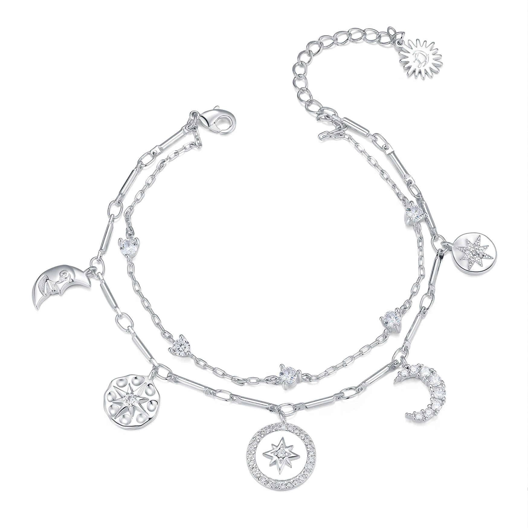 Silver Layered Bracelet - Love By the Moon